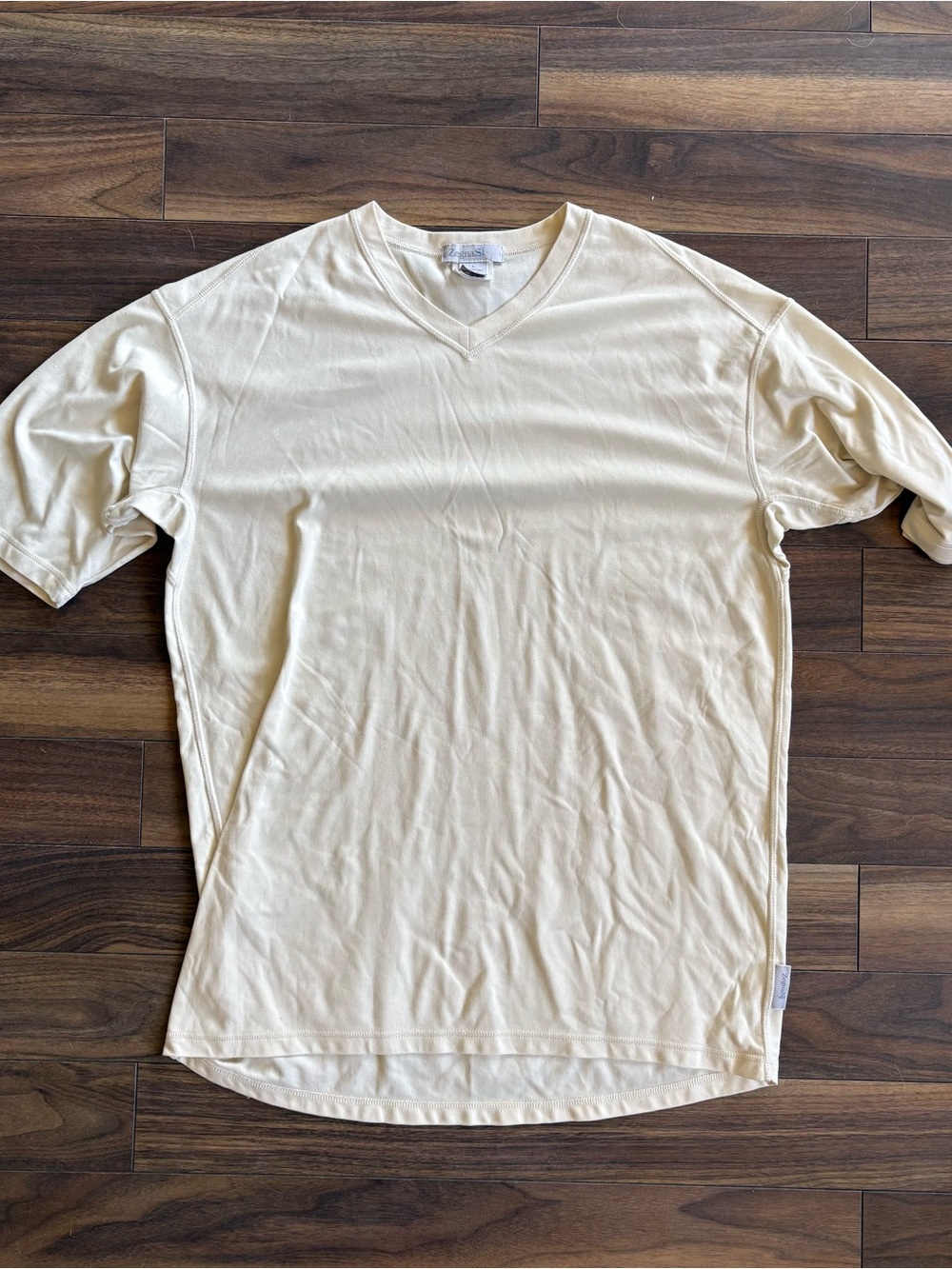 Men's Cream V-Neck Short Sleeve Tee — Lightweight Everyday Shirt Made in Italy
